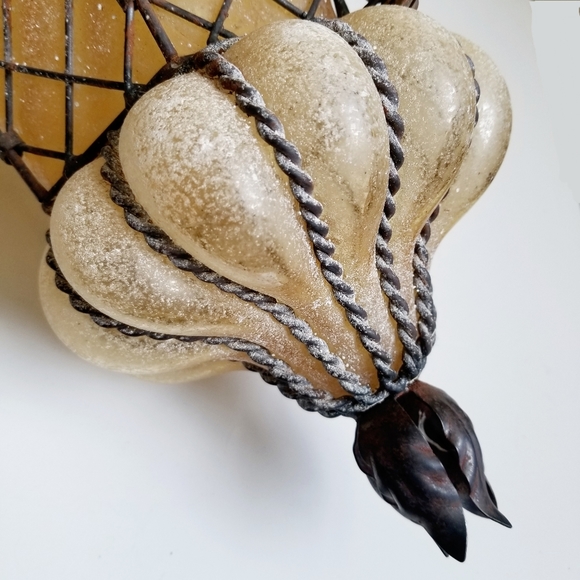 *SOLD* Pair Venetian Blown Glass Scavo Lanterns - Picture 7 of 15